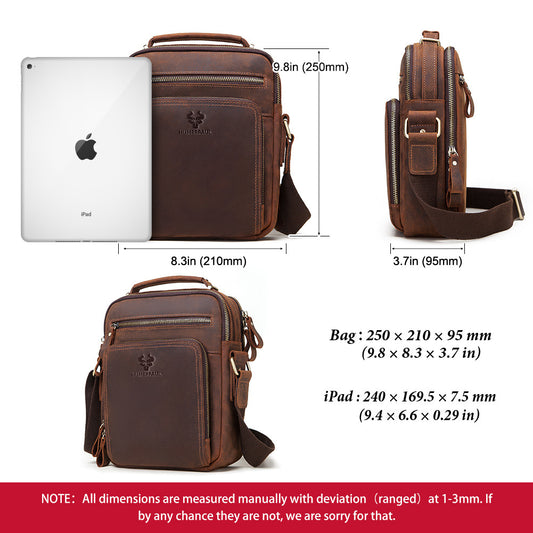 Men's Leather Crazy Horse Oil Wax Men's Messenger Bags