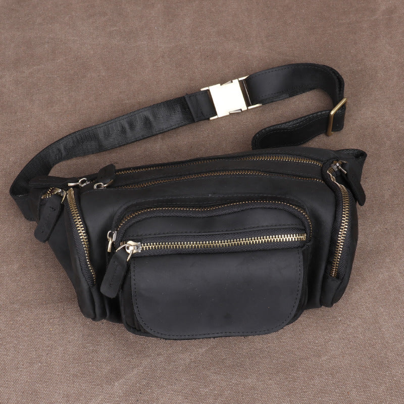Men's Retro Crazy Horse Leather Genuine Large Men's Waist Packs