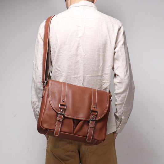 Women's & Men's & Leather Large Capacity File Men's Shoulder Bags