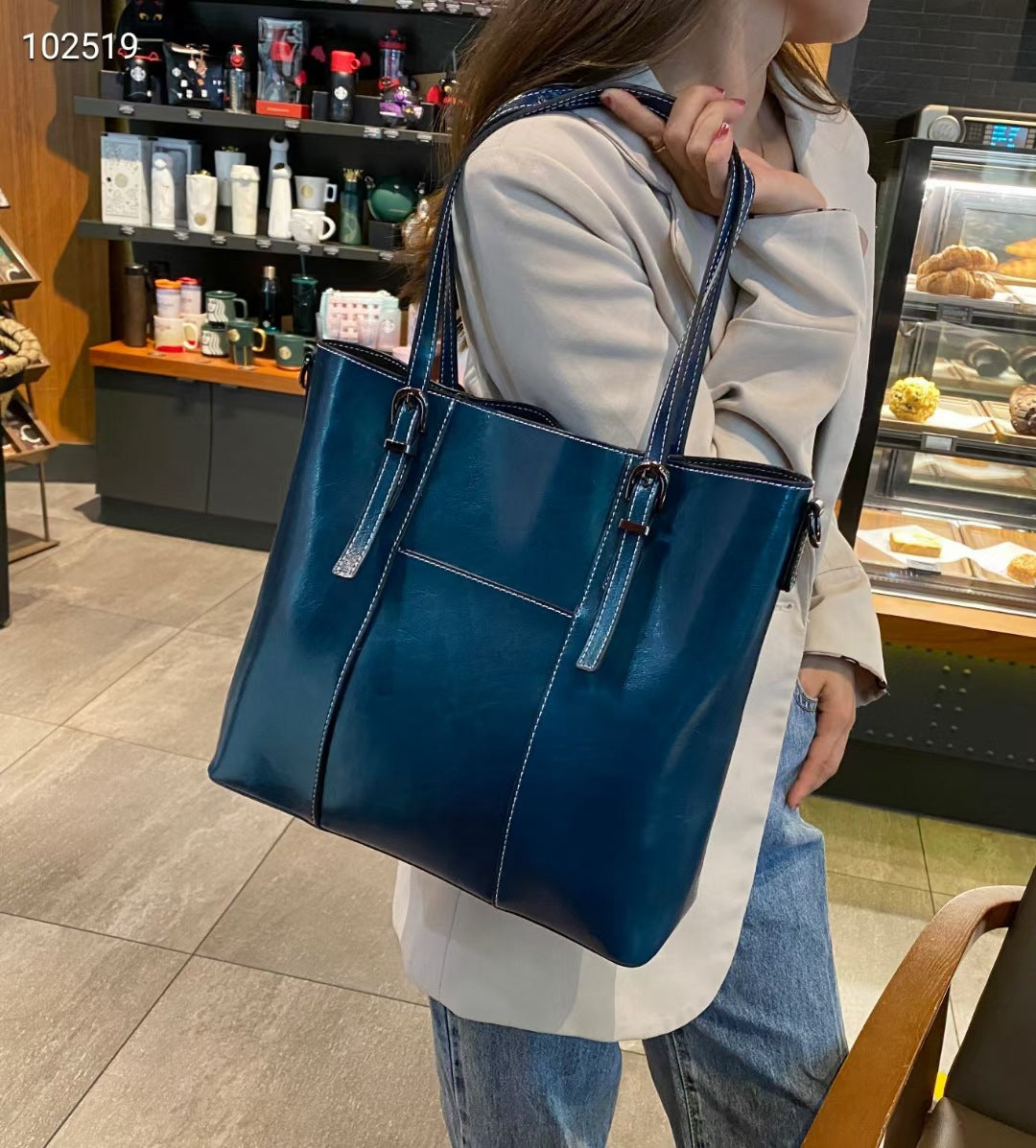 Women's Genuine Leather Large Capacity Retro Oil Shoulder Bags