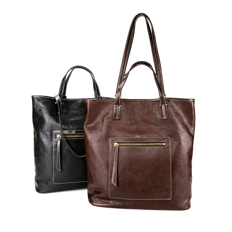 Women's Layer Cowhide Vegetable Tanned Leather Commuter Bags