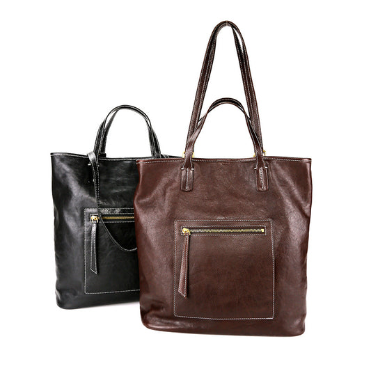 Women's Layer Cowhide Vegetable Tanned Leather Commuter Bags
