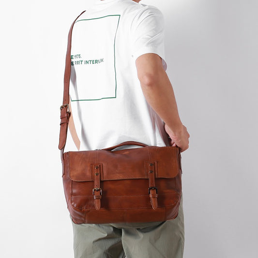 Men's Genuine Leather Hand-rub Color Vintage First Men's Shoulder Bags