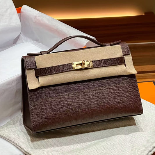 Women's Hand Palm Print Kelly Leather Portable Shoulder Bags