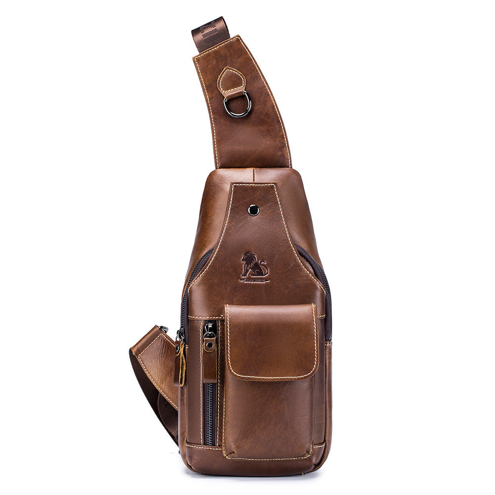 Men's Genuine Leather Retro One First Layer Men's Chest Bags