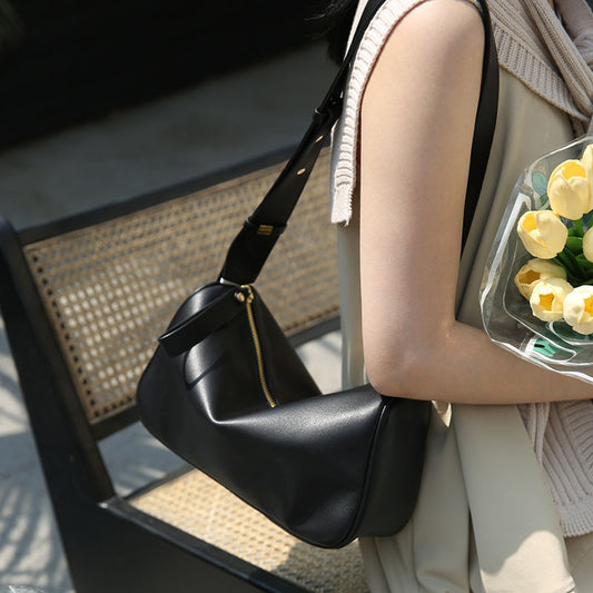 Women's High-grade Leather Street Fashion Cowhide Commuter Small Square Bags
