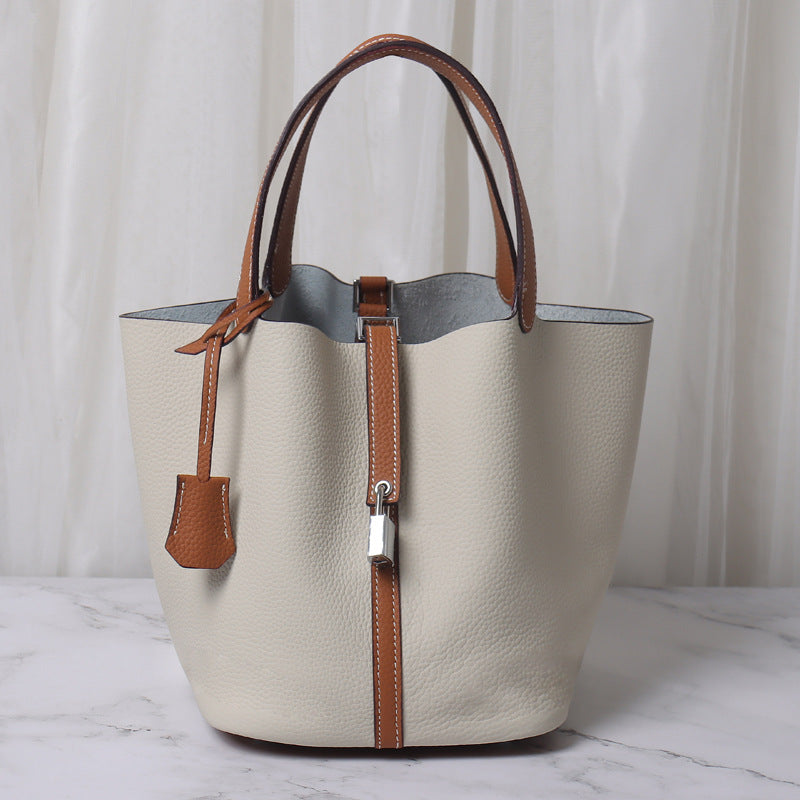 Women's Lychee Pattern First Layer Cowhide Vegetable Handbags