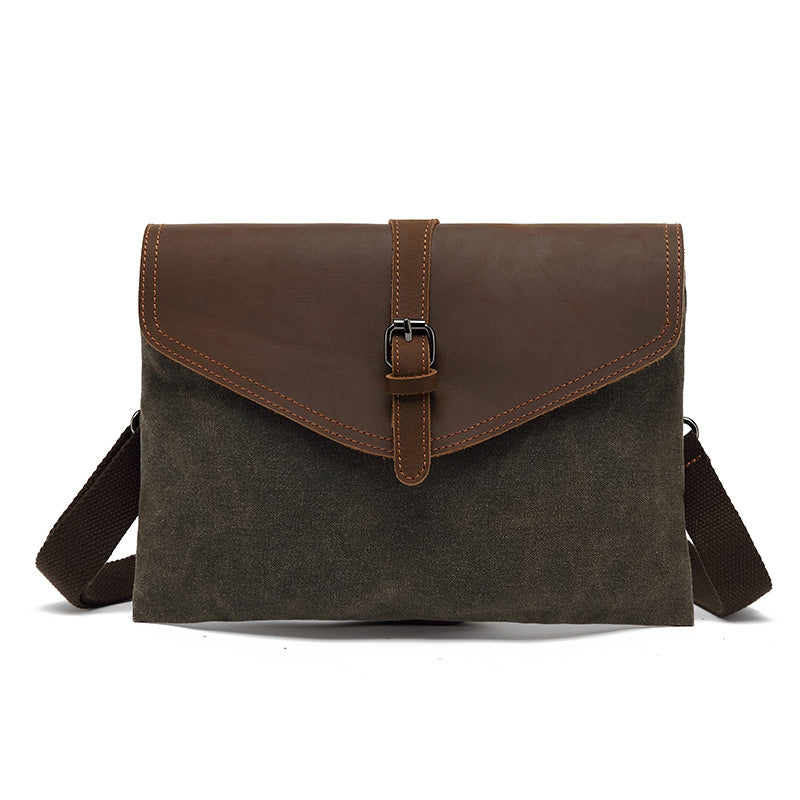 Men's Retro Leather Envelope Tide Waterproof Canvas Bags