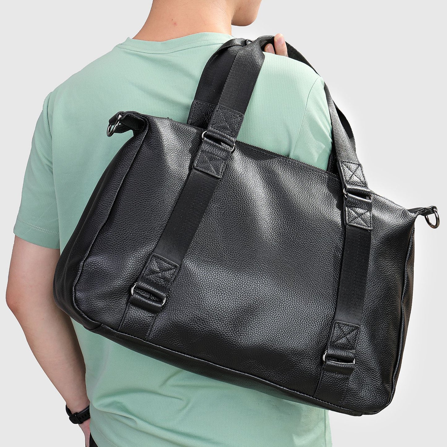Men's Genuine Leather Brushed Vegetable Tanned Vintage Travel Bags