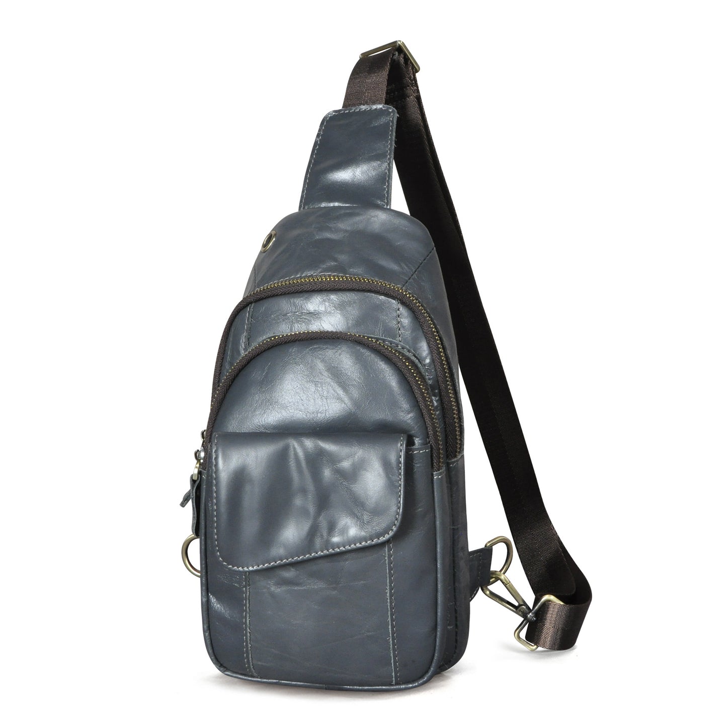 Men's Layer Oil Wax Cowhide Leather Retro Men's Chest Bags