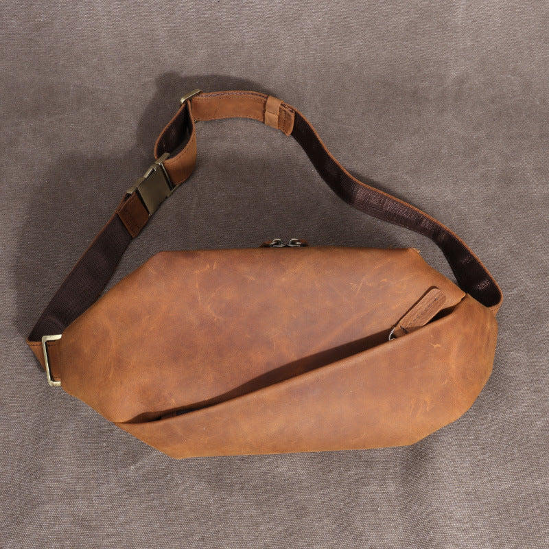 Men's Crazy Horse Leather Riding Multifunctional Men's Chest Bags