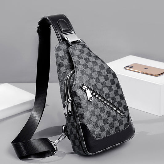 Men's Stylish Popular Trendy Fashion Plaid Men's Chest Bags