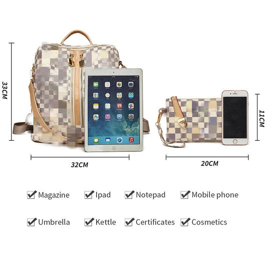 Women's Glamorous Innovative Coffee Plaid Fashion Backpacks