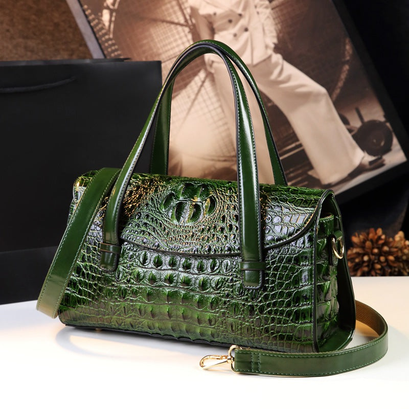 Women's Pillow Genuine Leather Boston Portable Elegant Handbags