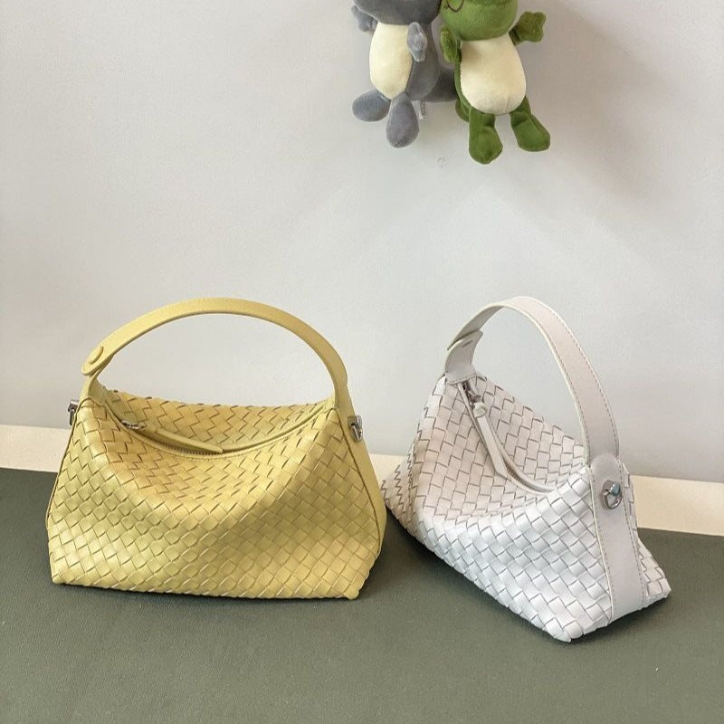 Women's Handmade Genuine Leather Woven Underarm Chain Crossbody Bags