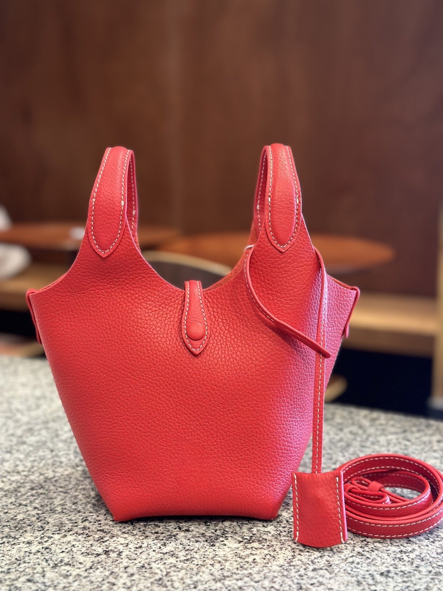 Women's Money Style Large Capacity First Layer Bucket Bags
