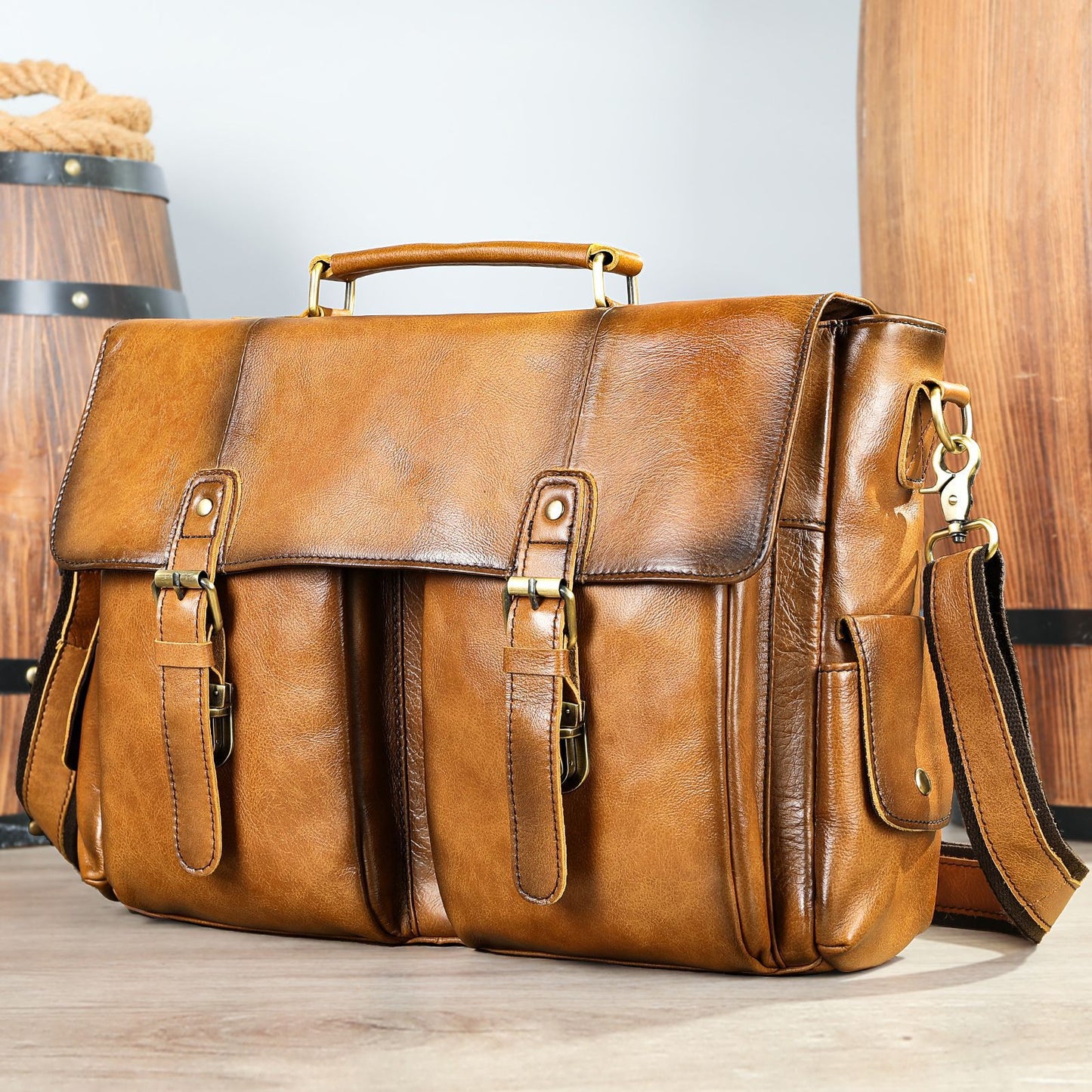 Men's Capacity First Layer Cowhide Inch Computer Men's Briefcases