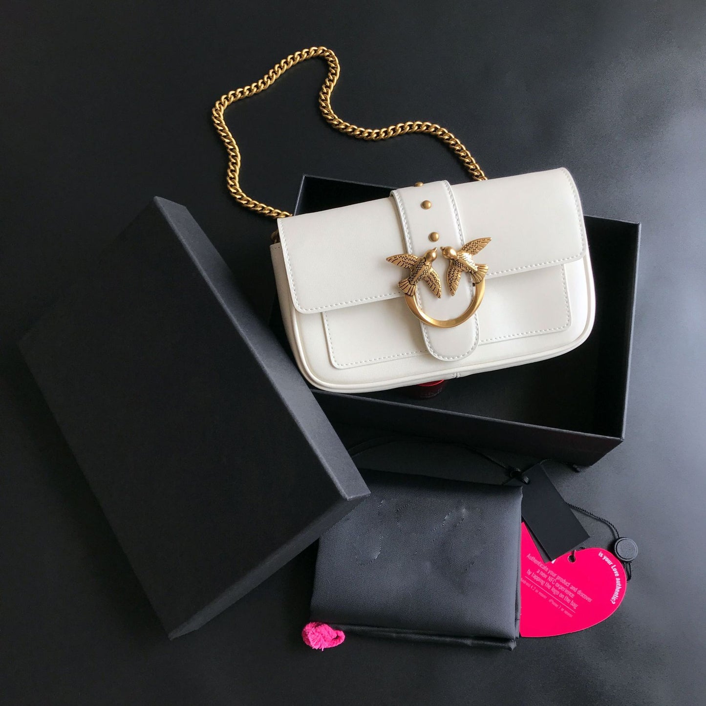 Women's High Quality Leather Rivets Chain Swallow Small Square Bags