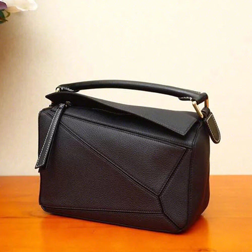 Women's Geometric Cowhide Pillow Portable Stitching Diamond Shoulder Bags