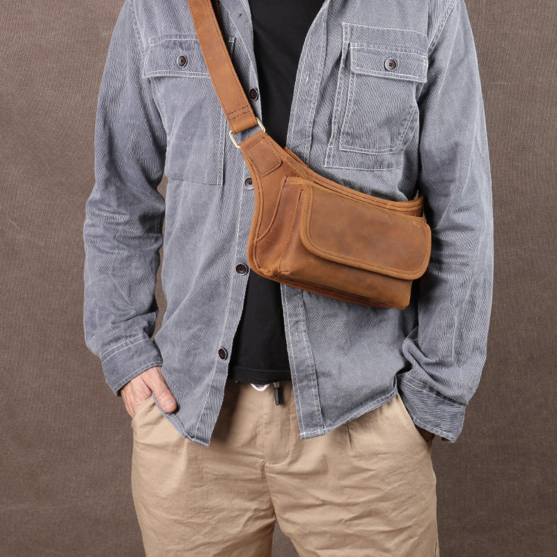Men's Multifunctional Cowhide Leather Riding Crazy Horse Men's Waist Packs