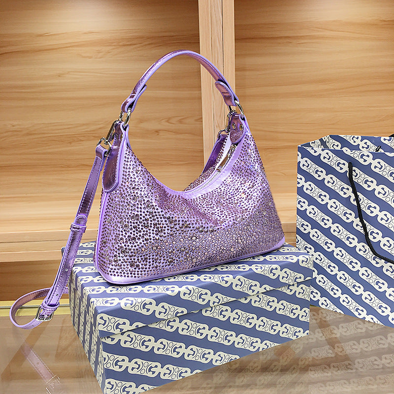 Women's French Entry Lux Portable Rhinestone High-grade Tote Bags