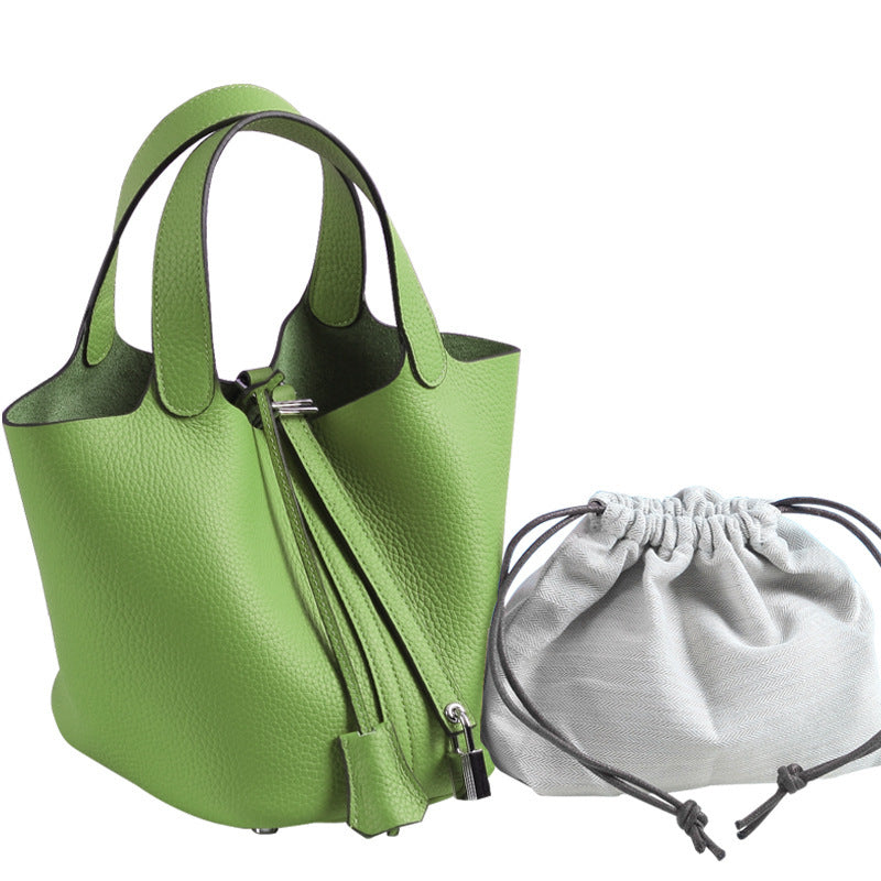 Women's Lychee Pattern First Layer Cowhide Vegetable Handbags