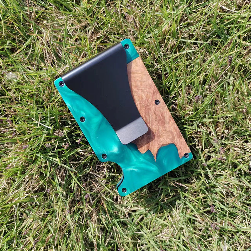 Wood Resin Combination Clamp Swiping Aluminum Alloy Card Holder