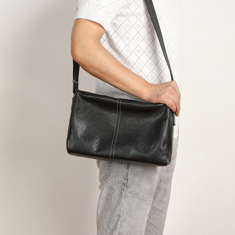 Men's Comfortable Leather Soft Cow Horizontal Men's Messenger Bags