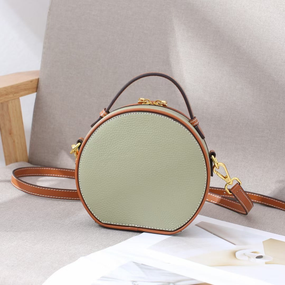 Women's Genuine Leather Mini Round First Layer Shoulder Bags