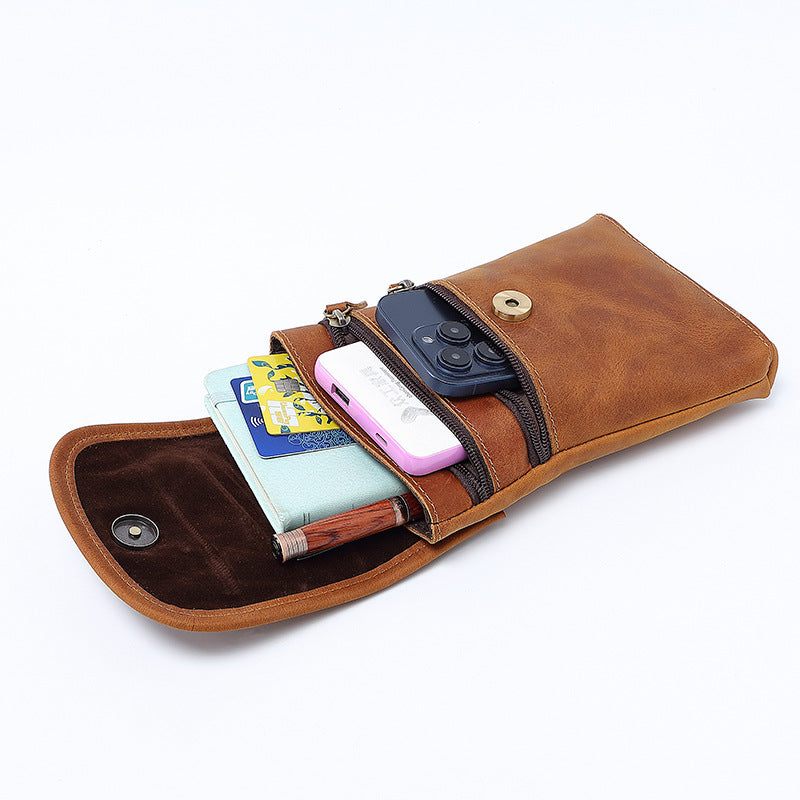 Cowhide Pouch Leather Portable Lightweight First Men's Waist Packs