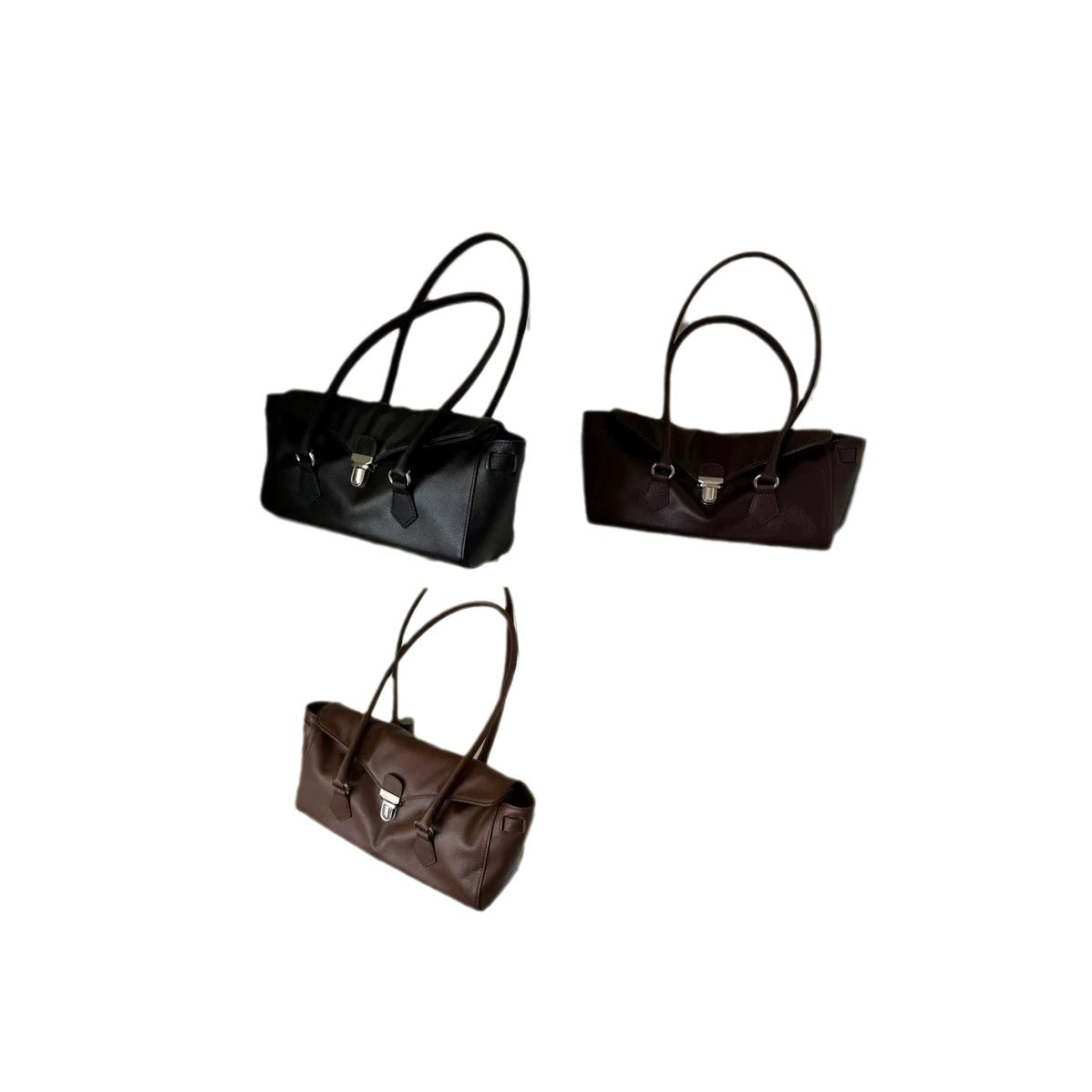 First Layer Cowhide Underarm Baguette Retro Shoulder Bags
