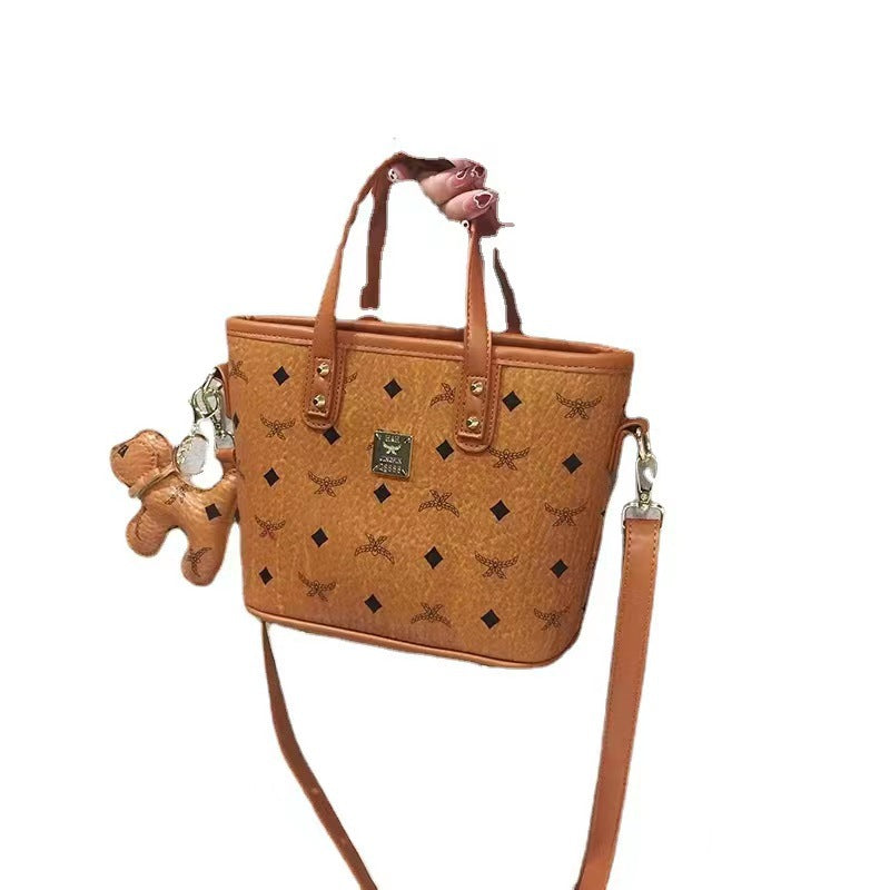 Women's Leather Home Vegetable Basket Fashionable Portable Crossbody Bags
