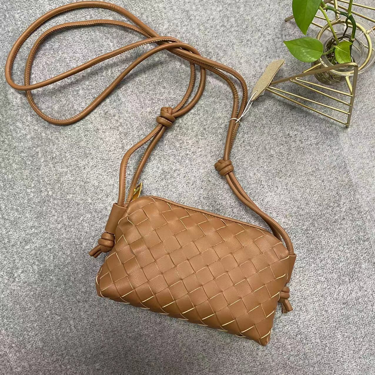 Women's Genuine Leather Cowhide Woven Lunch Box Shoulder Bags