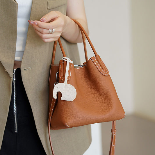 Layer Cowhide Vegetable Basket Versatile High Handbags