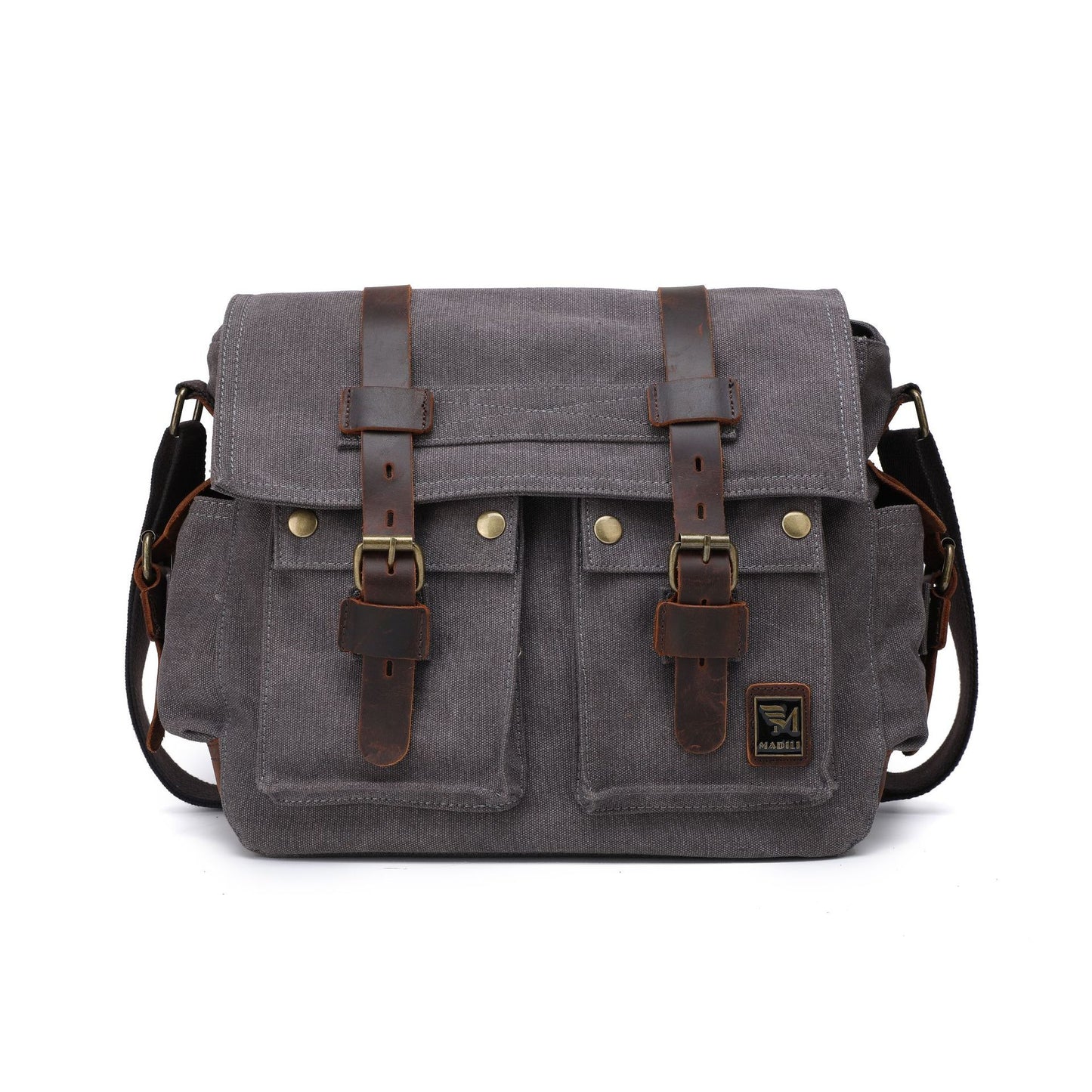Men's Retro Style Canvas With Crazy Horse Shoulder Bags
