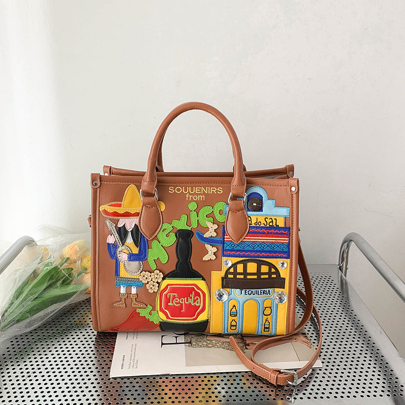 Women's Large Capacity Retro Portable Niche Embroidered Crossbody Bags