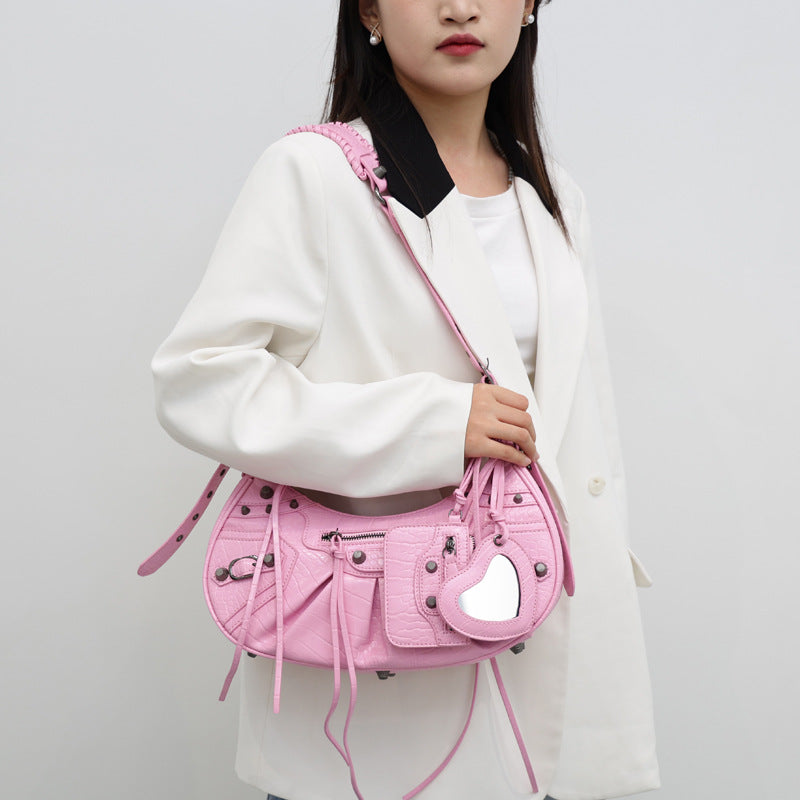 Motorcycle Three-in-one Crocodile Rivet Underarm Selenodont Shoulder Bags