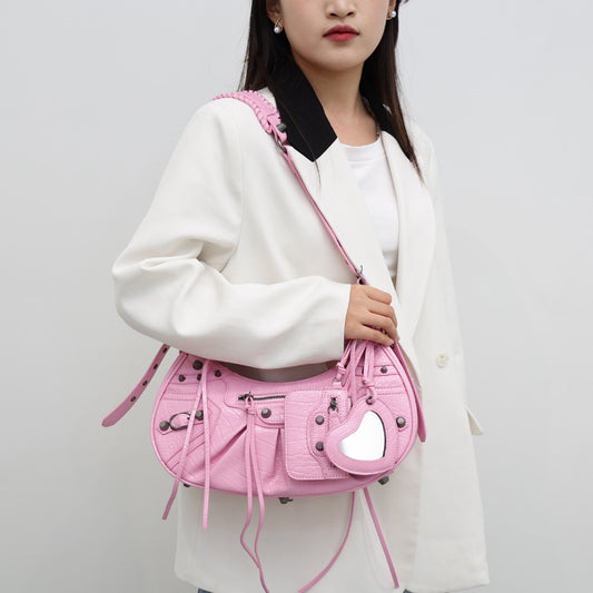 Motorcycle Three-in-one Crocodile Rivet Underarm Selenodont Shoulder Bags