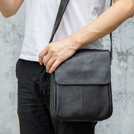 Men's Leather Magnetic Korean Style Top Layer Men's Messenger Bags
