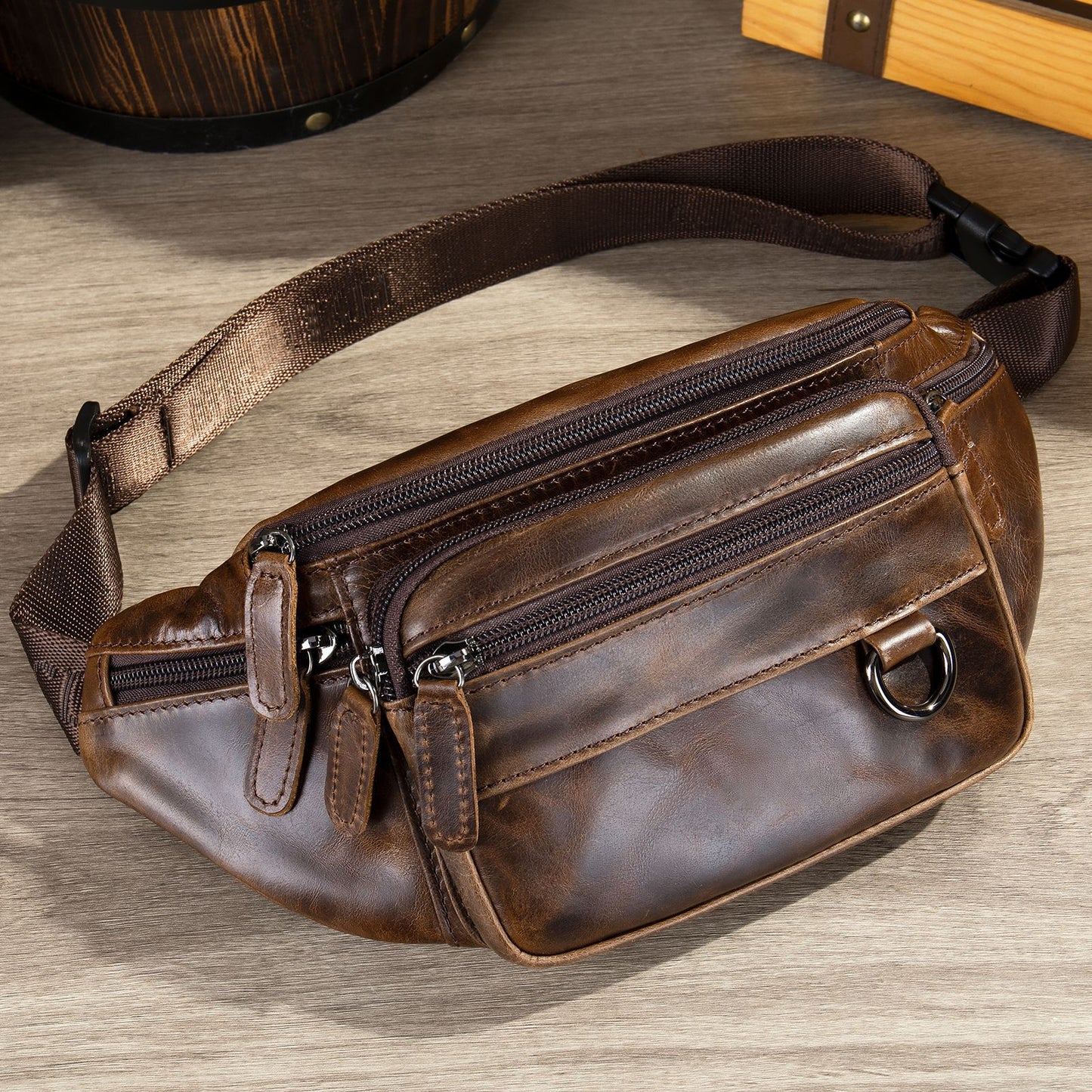 Men's Genuine Leather Mobile High Sense First Men's Waist Packs