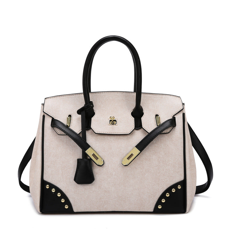 Women's Large Capacity One Contrast Color Commuting Shoulder Bags