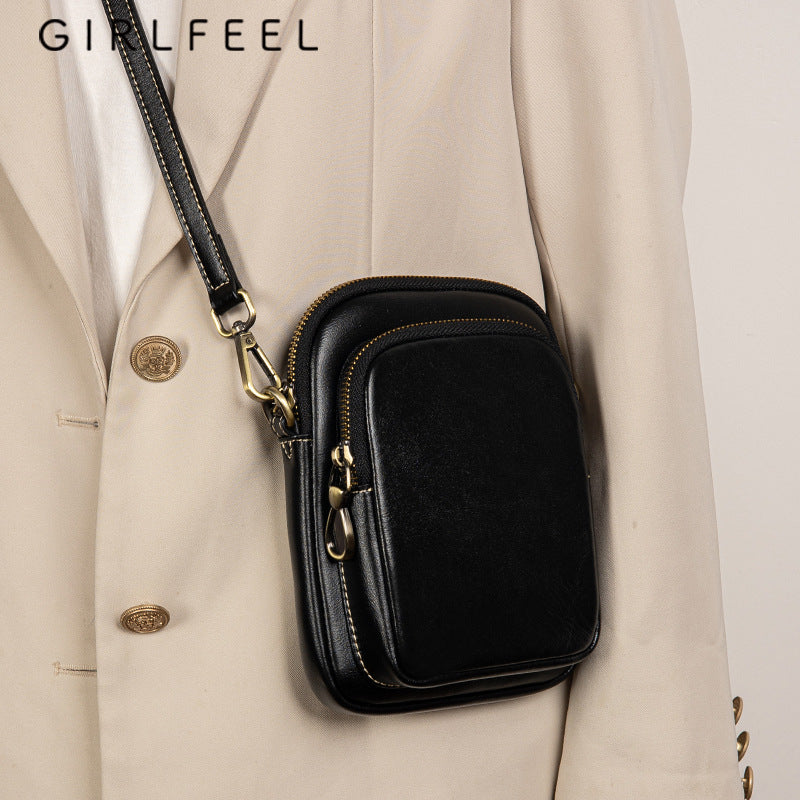 Women's Fashionable Genuine Leather Retro Vegetable Tanning Shoulder Bags
