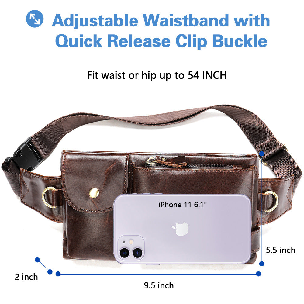 Men's Leather Close-fitting Multifunctional Mobile Wear Pouch Men's Waist Packs