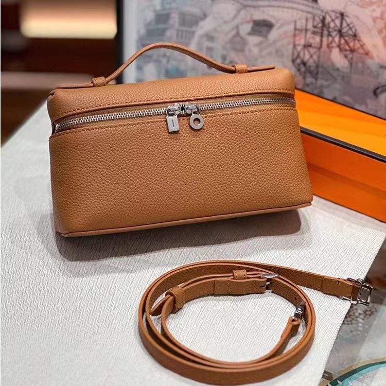 High Version Layer Cowhide Lunch Box Small Square Bags