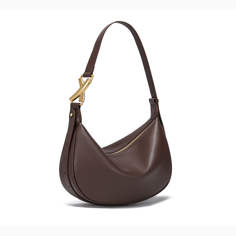 Women's Cowhide Leather Minority Fashion Commuter Dumpling Bags