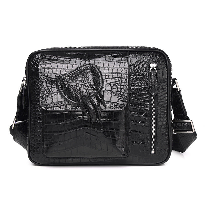 Men's Crocodile Pattern Leather Business Horizontal Large Men's Shoulder Bags