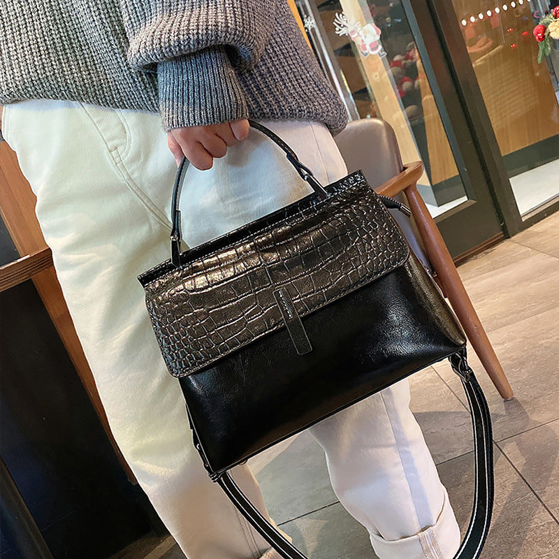 Women's Genuine Leather Crocodile Pattern Fashion Oil Shoulder Bags