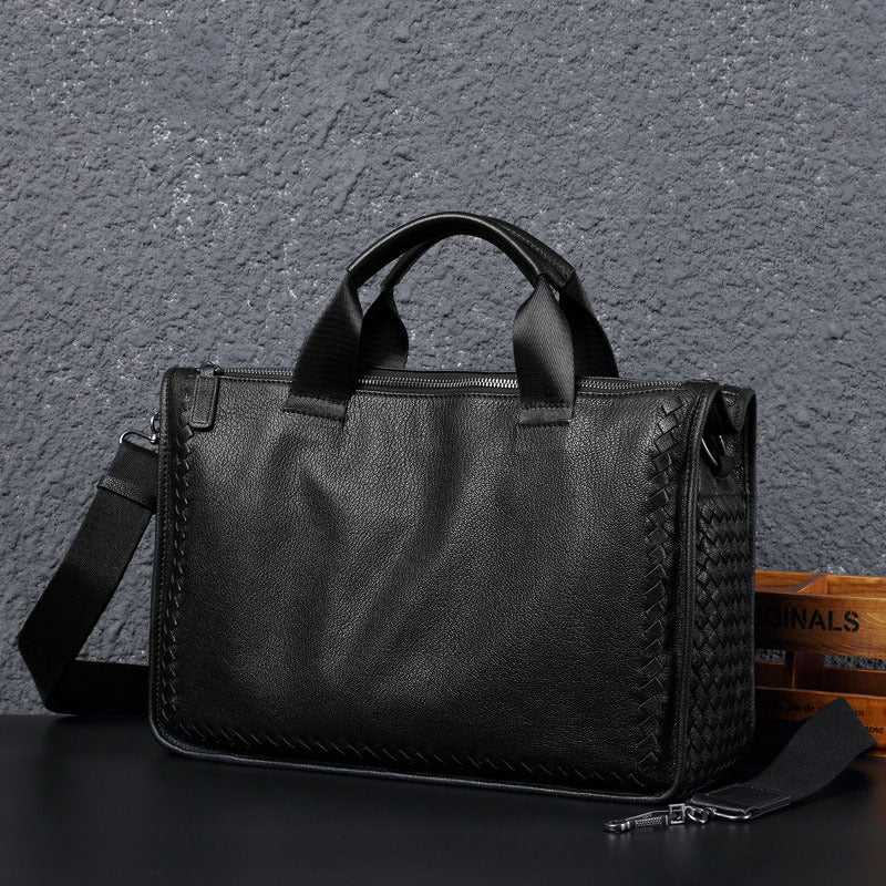Men's Innovative Versatile Business Sheepskin Woven Men's Briefcases