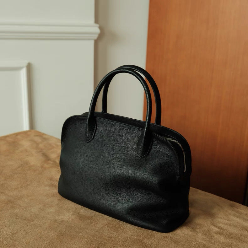 Women's Simple Bowling Top Layer Cowhide Shell Handbags