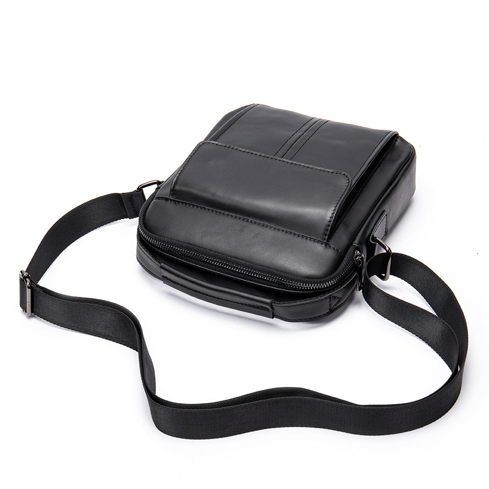 Men's Vertical Leather Top Layer Cowhide Men's Messenger Bags